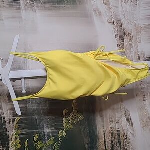New! Womens Small bright yellow rouched sides one piece swimsuit